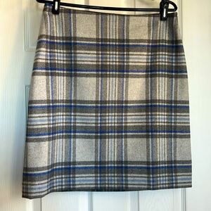 Talbots pencil skirt sz 6 grey & blue plaid wool flannel - like new, worn once!